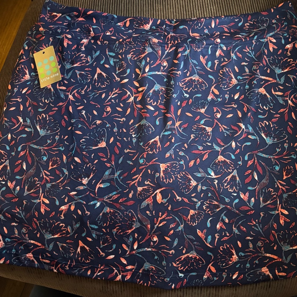 Title Nine Navy and Coral Floral Skirt